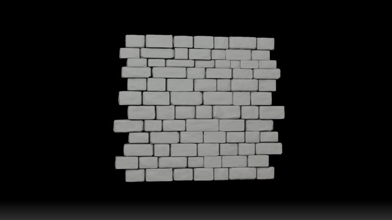 Escultura en ZBrush de la loseta: muro de ladrillo