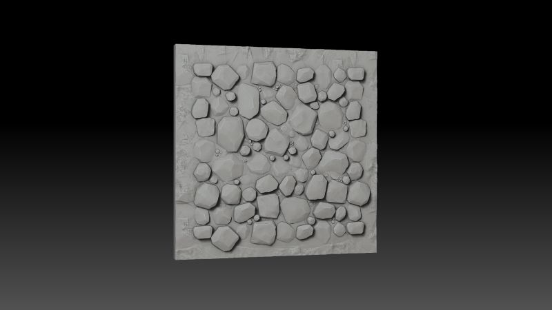 Escultura en ZBrush de la loseta: camino de roca