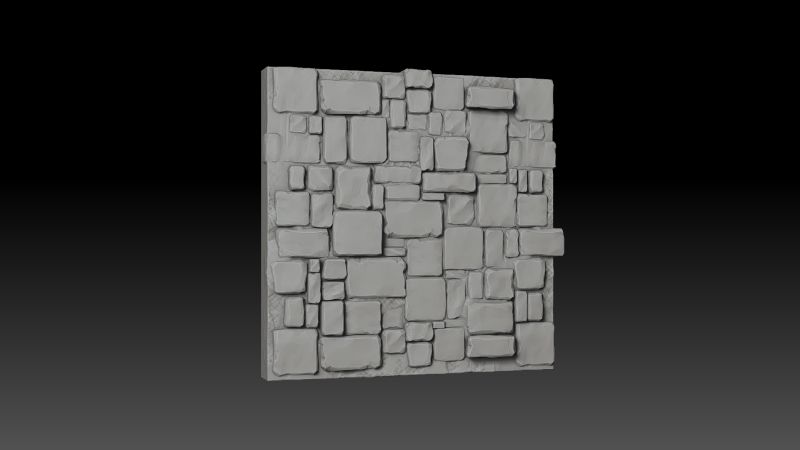 Escultura en ZBrush de la loseta: muro de sillares
